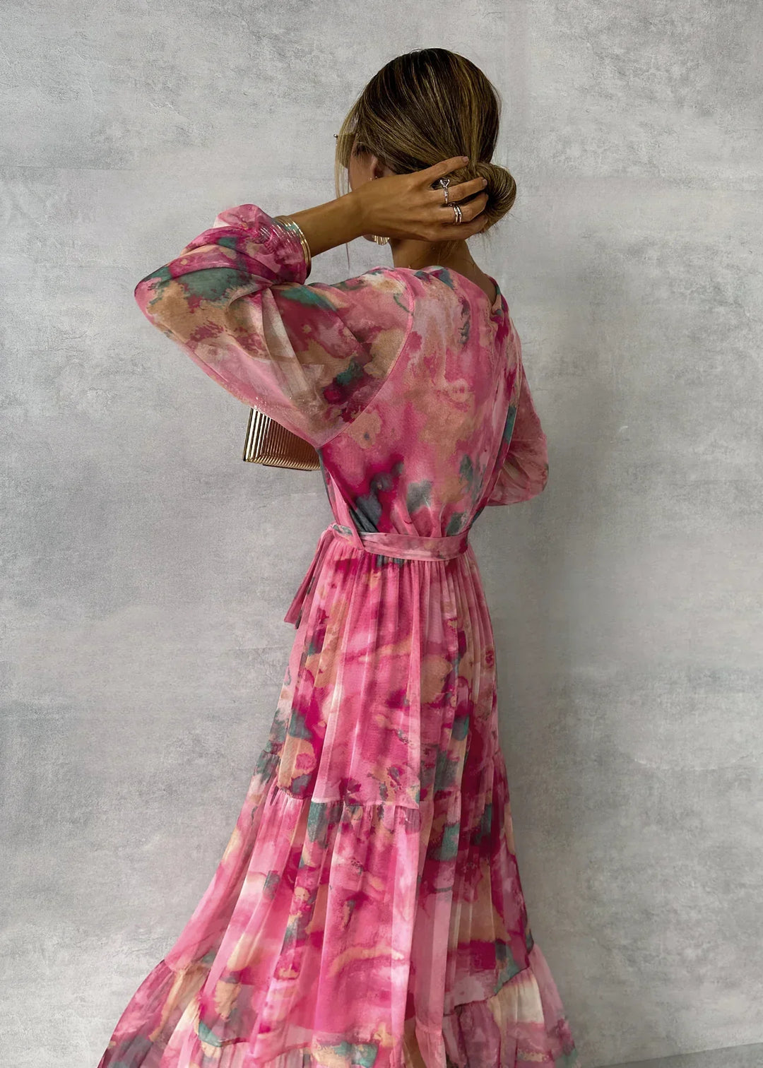 Sofia | Blommig Maxiklänning Med Bälte