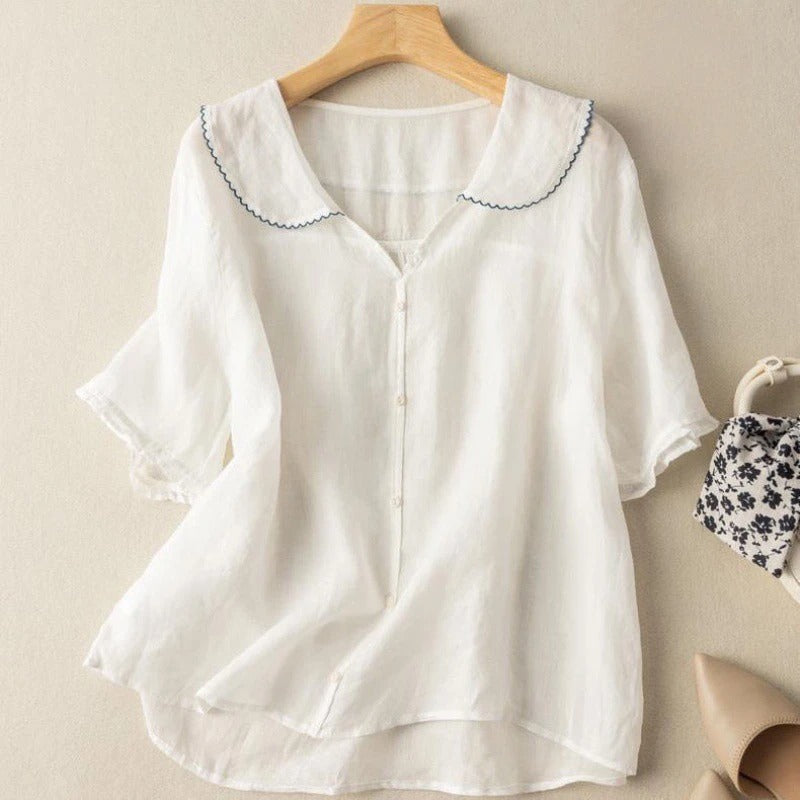 Märta | Blus Dam Vintage Knappar