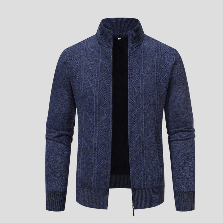 Hemming | Stickad Kofta Herr Kabelstickad Zip Ståkrage