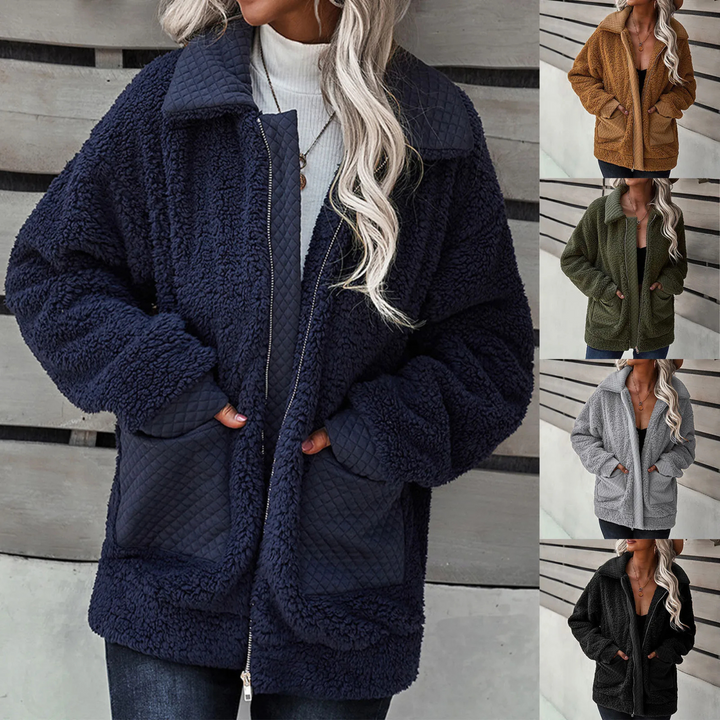 Eydis | Teddyjacka Dam Oversized Quiltade Detaljer Full-Zip