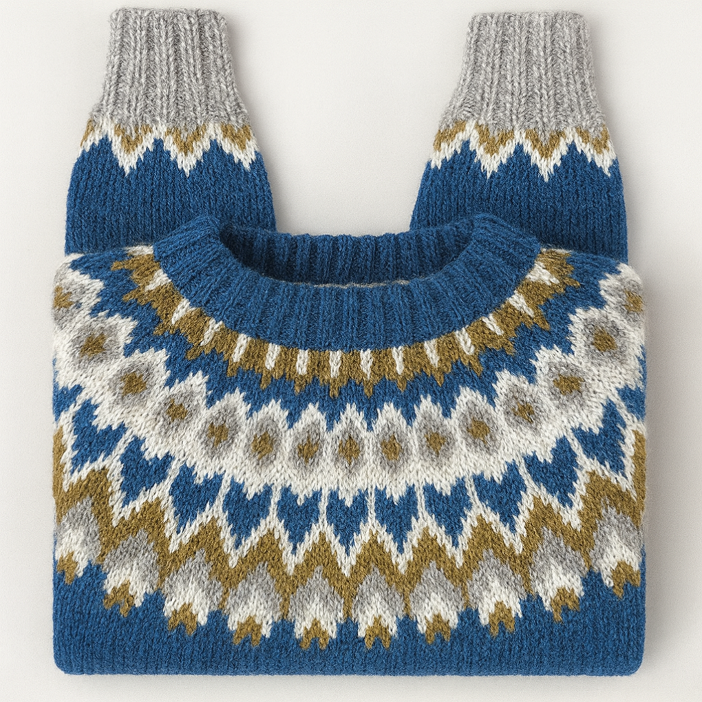 Torvald | Polotröja Dam Fair Isle Stickad Relaxed Fit