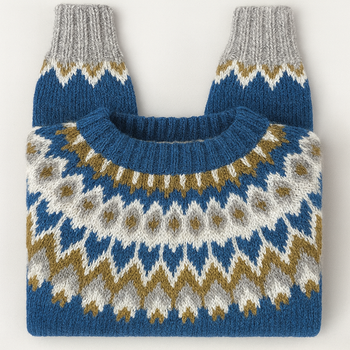 Torvald | Polotröja Dam Fair Isle Stickad Relaxed Fit