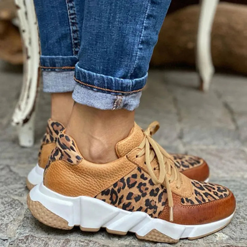 Ortopediska Sneakers Dam Leopard Vardag