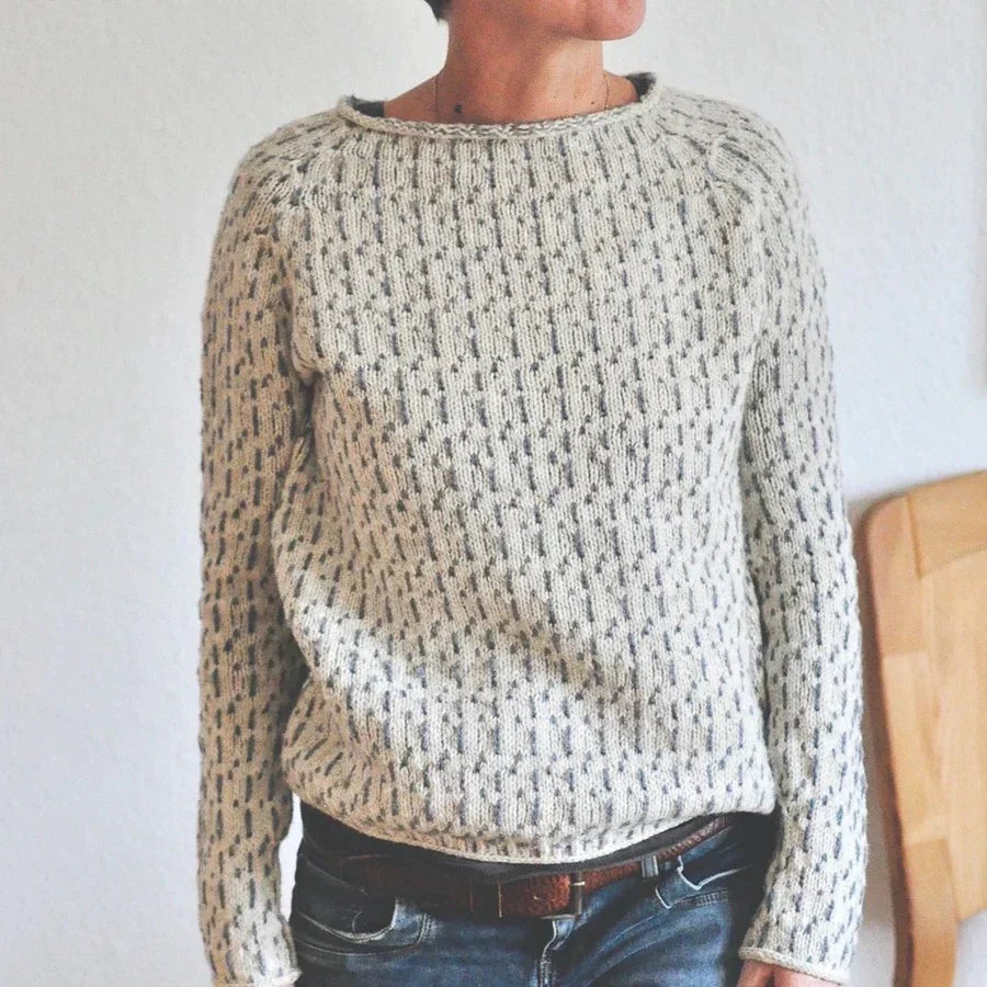 Lave | Stickad Tröja Dam Texturerad Rund Hals Relaxed Fit