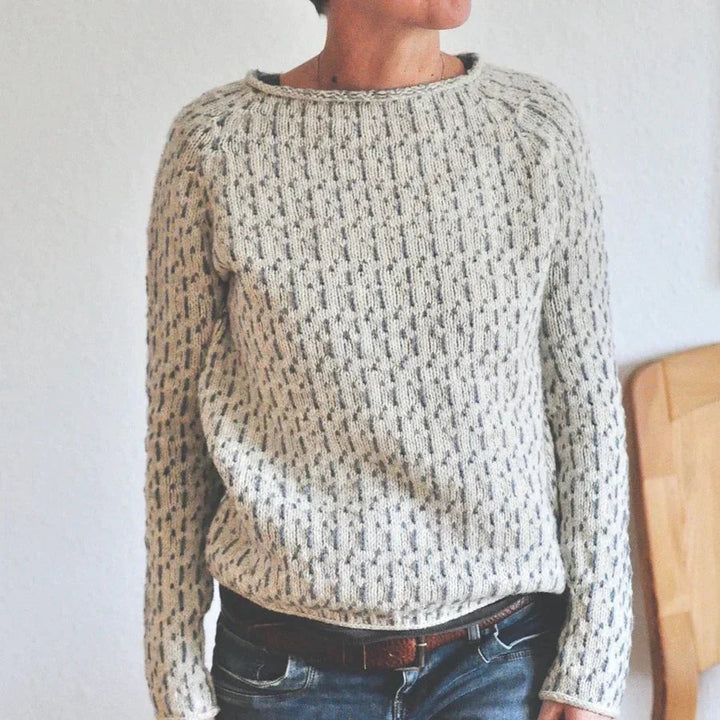 Lave | Stickad Tröja Dam Texturerad Rund Hals Relaxed Fit