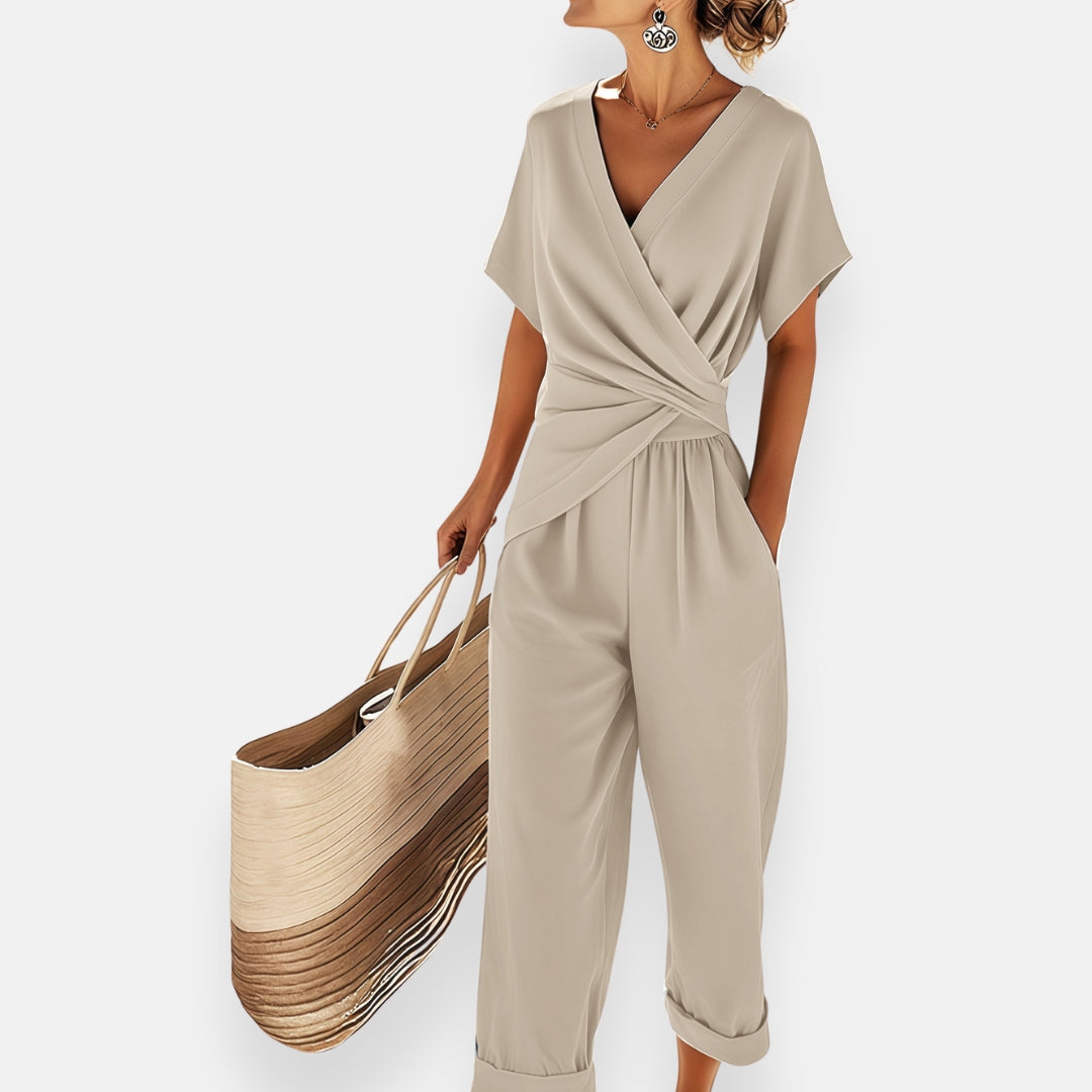 Maja | Jumpsuit Dam V-Ringning Vid Bensiluett