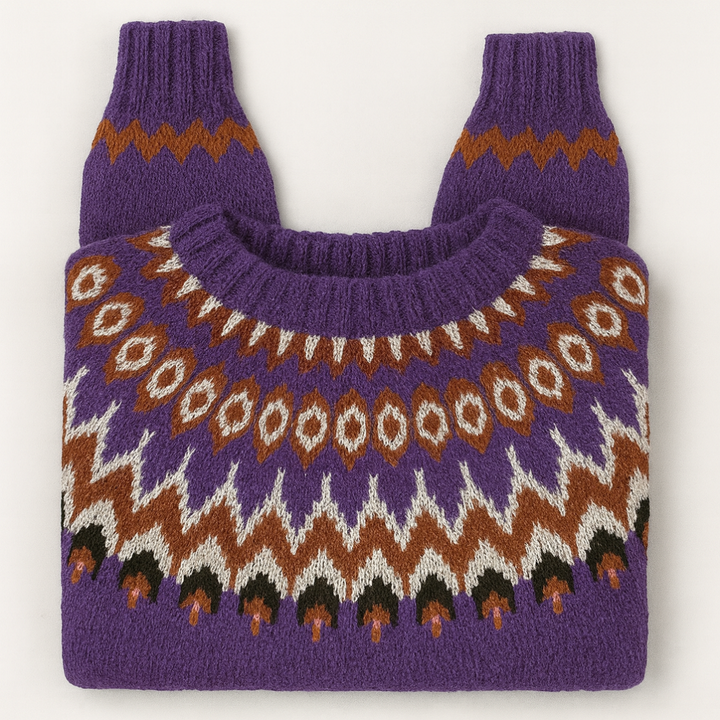 Torvald | Polotröja Dam Fair Isle Stickad Relaxed Fit