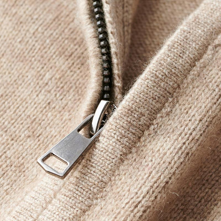 Bertil | Stickad Tröja Herr Half-Zip Ribbad Ull