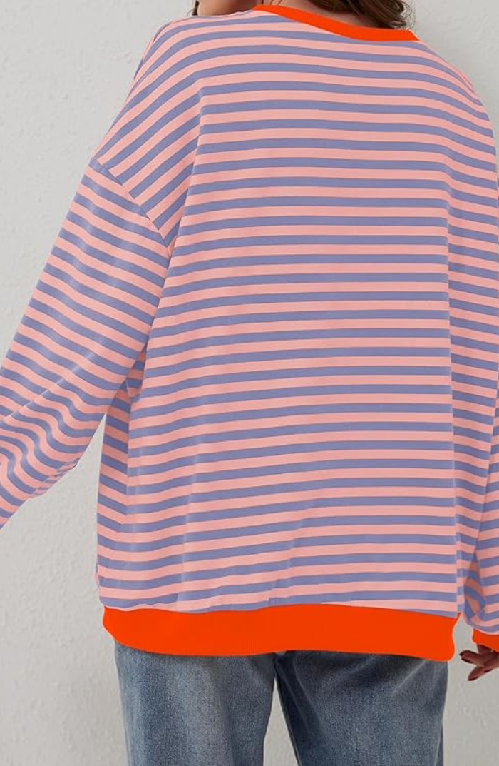 Signhild | Stickad Tröja Dam Randig Relaxed Fit