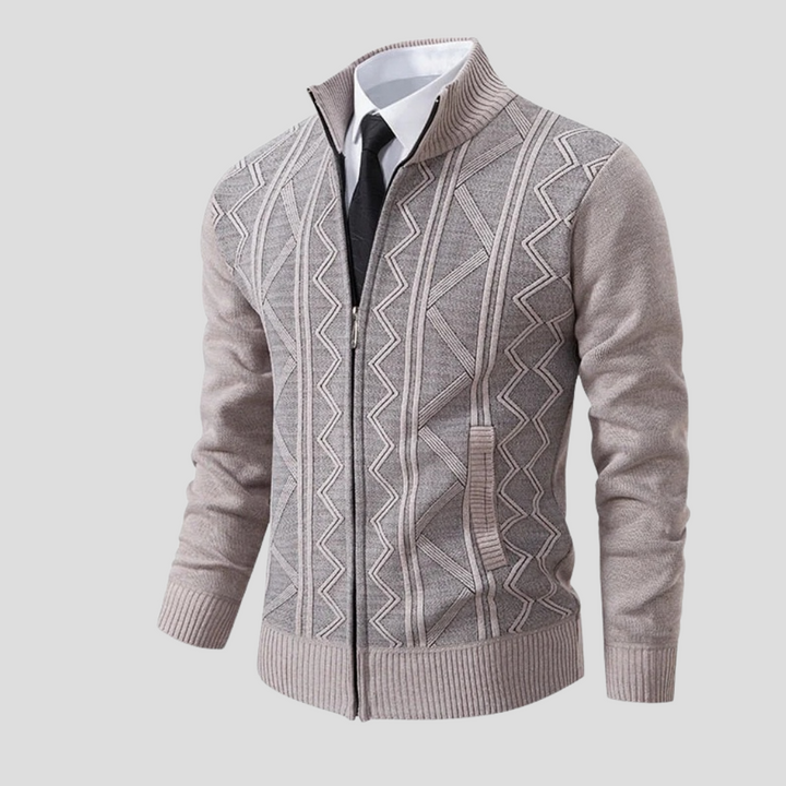 Hemming | Stickad Kofta Herr Kabelstickad Zip Ståkrage