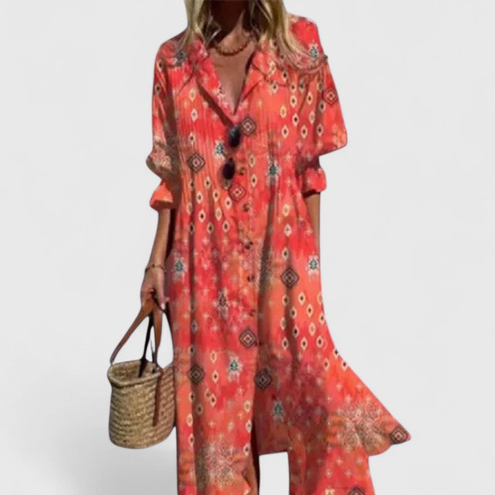 Hanna | Sommarklänning Dam Boho Midi