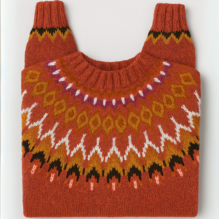 Torvald | Polotröja Dam Fair Isle Stickad Relaxed Fit