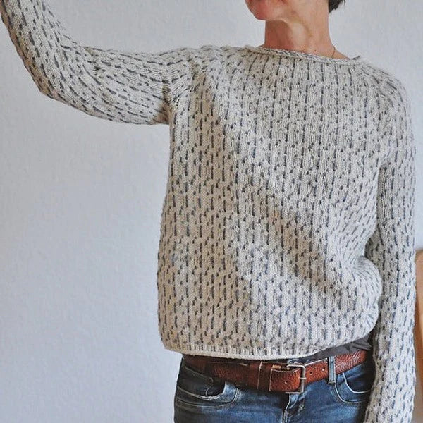 Lave | Stickad Tröja Dam Texturerad Rund Hals Relaxed Fit