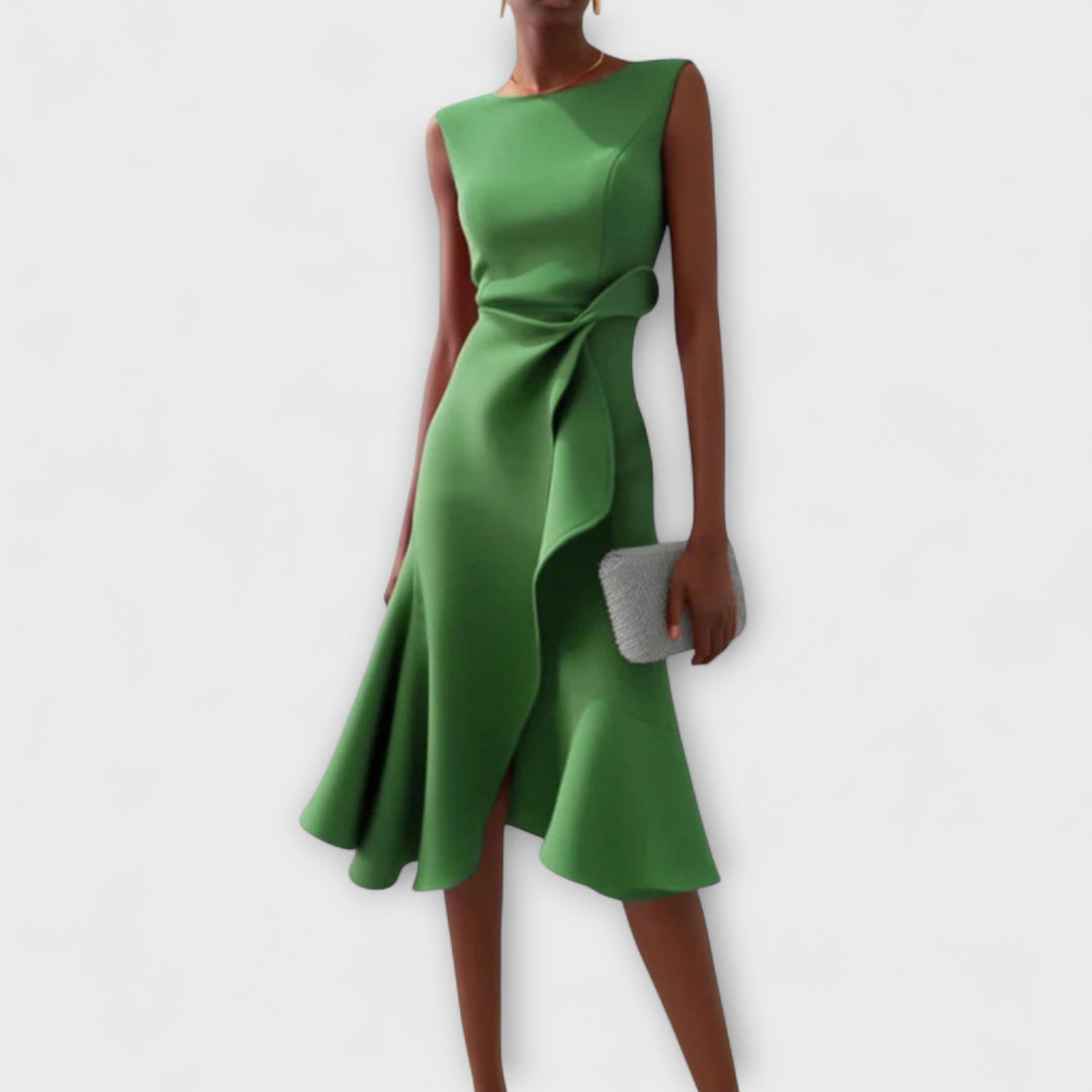 Sheila | Midiklänning Dam Asymmetrisk Draperad