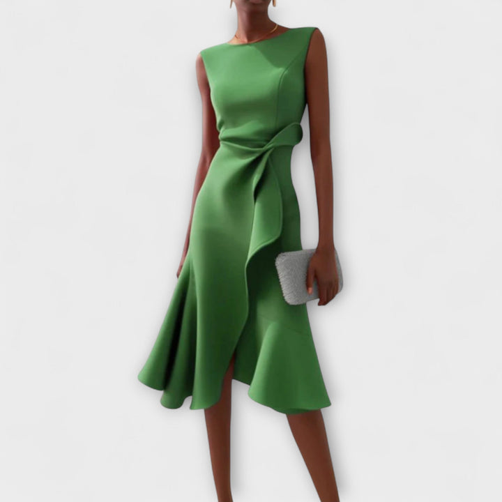 Sheila | Midiklänning Dam Asymmetrisk Draperad