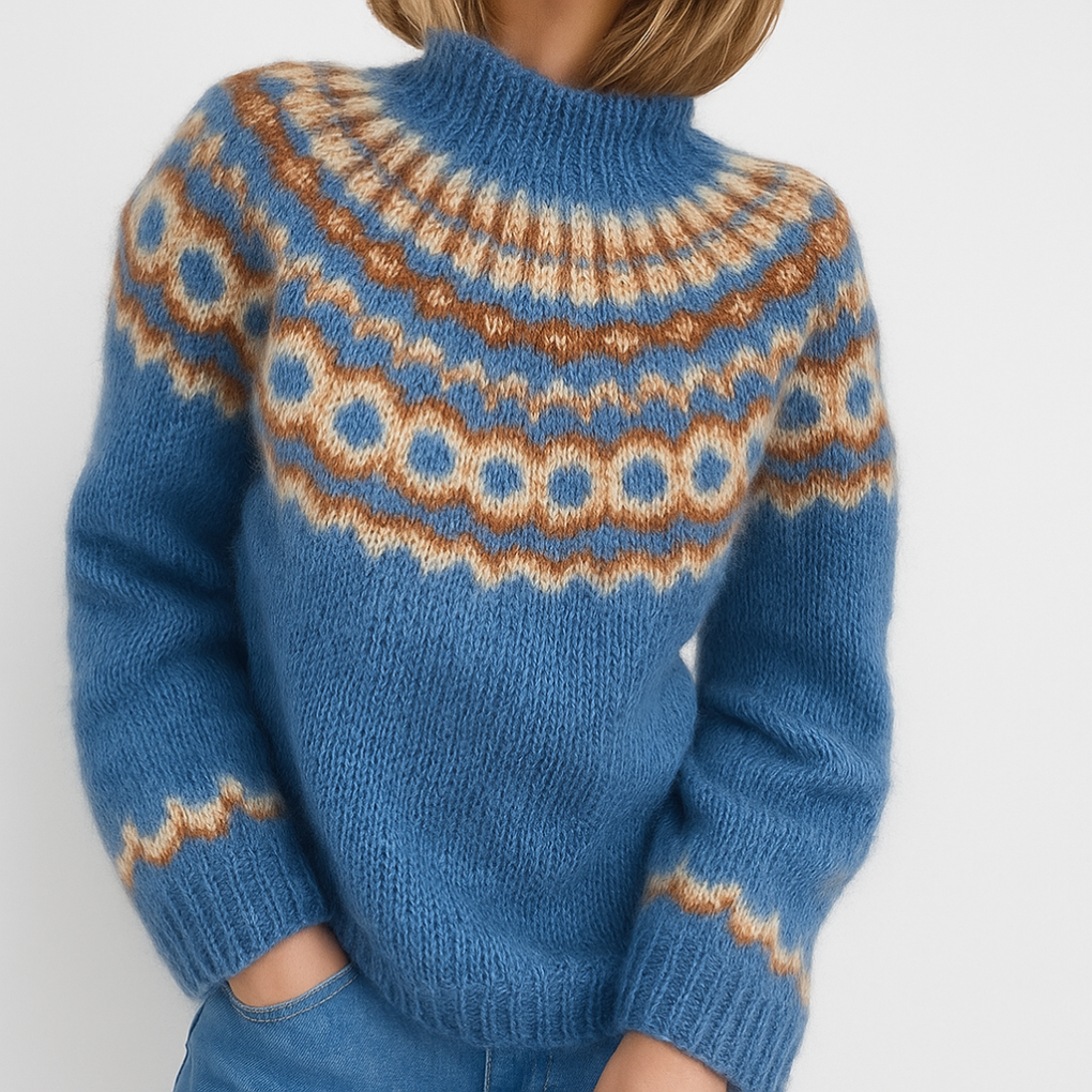 Torvald | Polotröja Dam Fair Isle Stickad Relaxed Fit