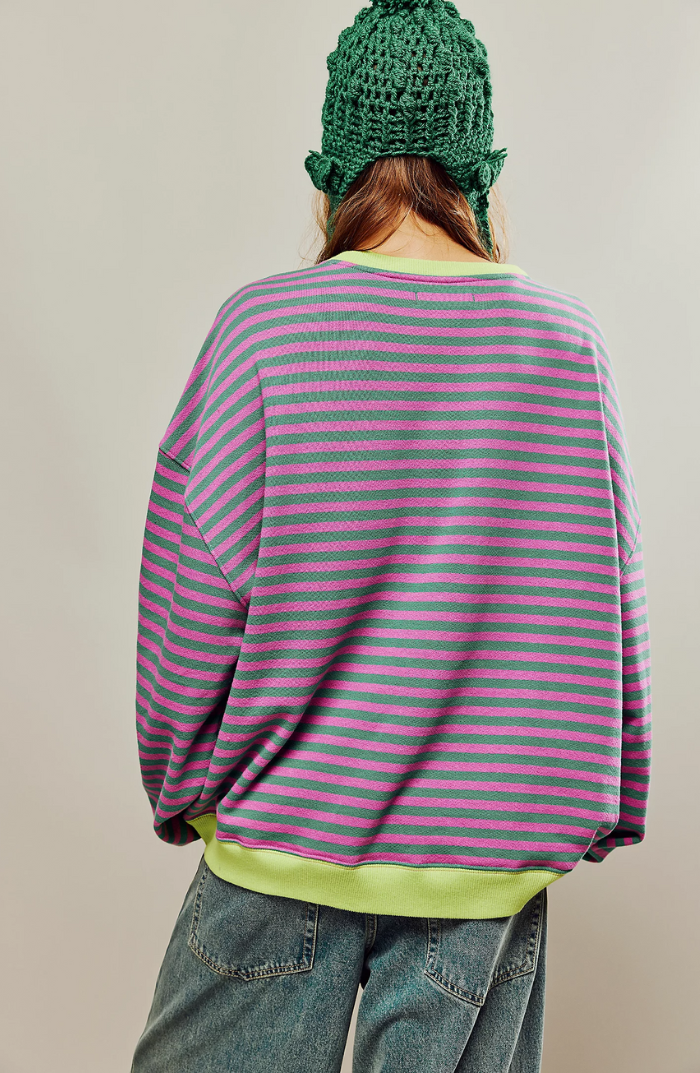 Signhild | Stickad Tröja Dam Randig Relaxed Fit