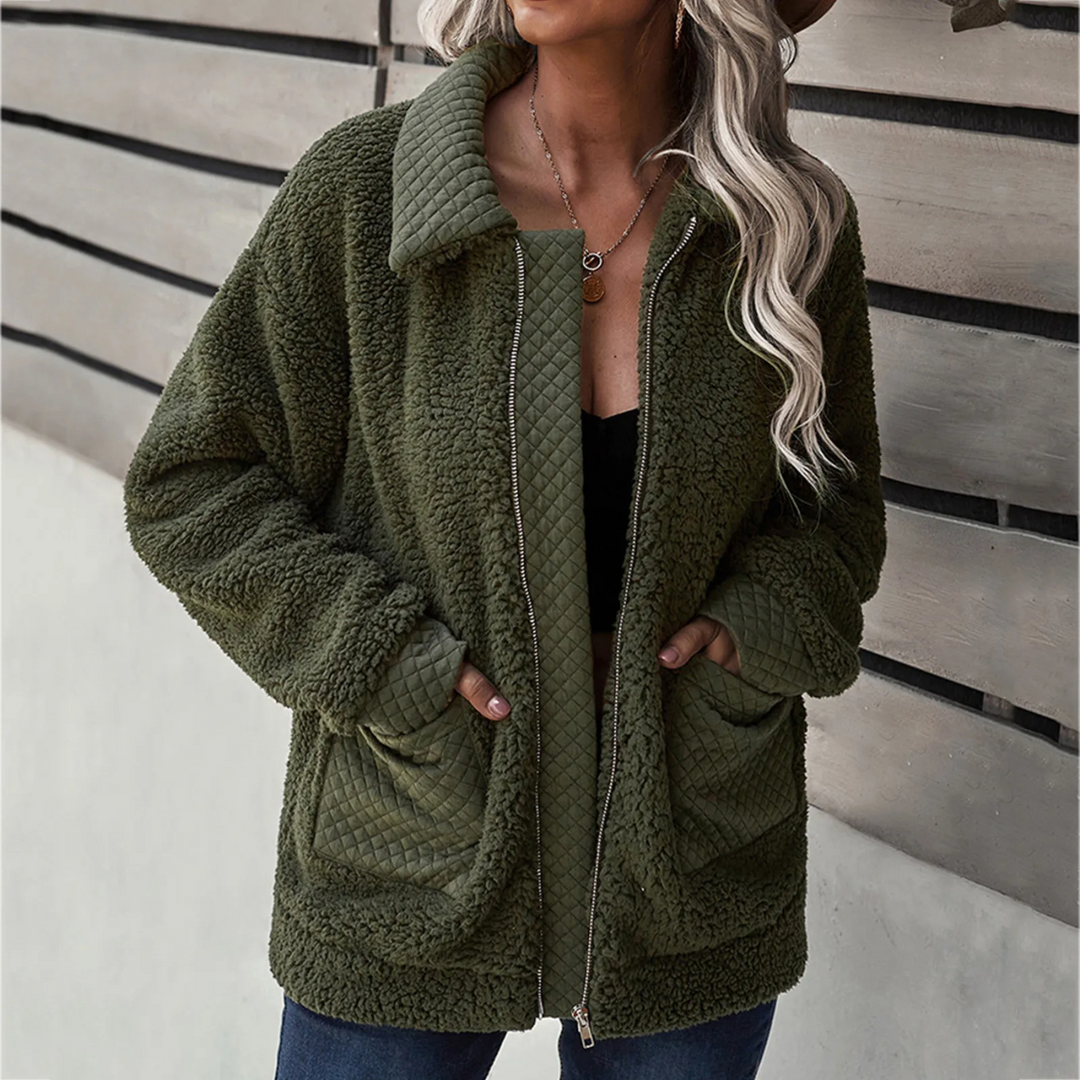 Eydis | Teddyjacka Dam Oversized Quiltade Detaljer Full-Zip