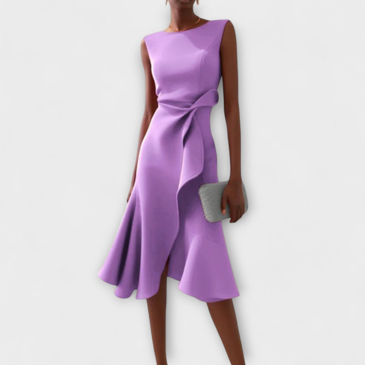 Sheila | Midiklänning Dam Asymmetrisk Draperad