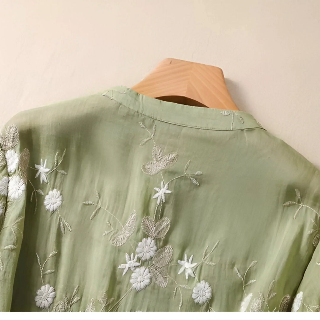 Topp Dam Broderad Blommig Vardag