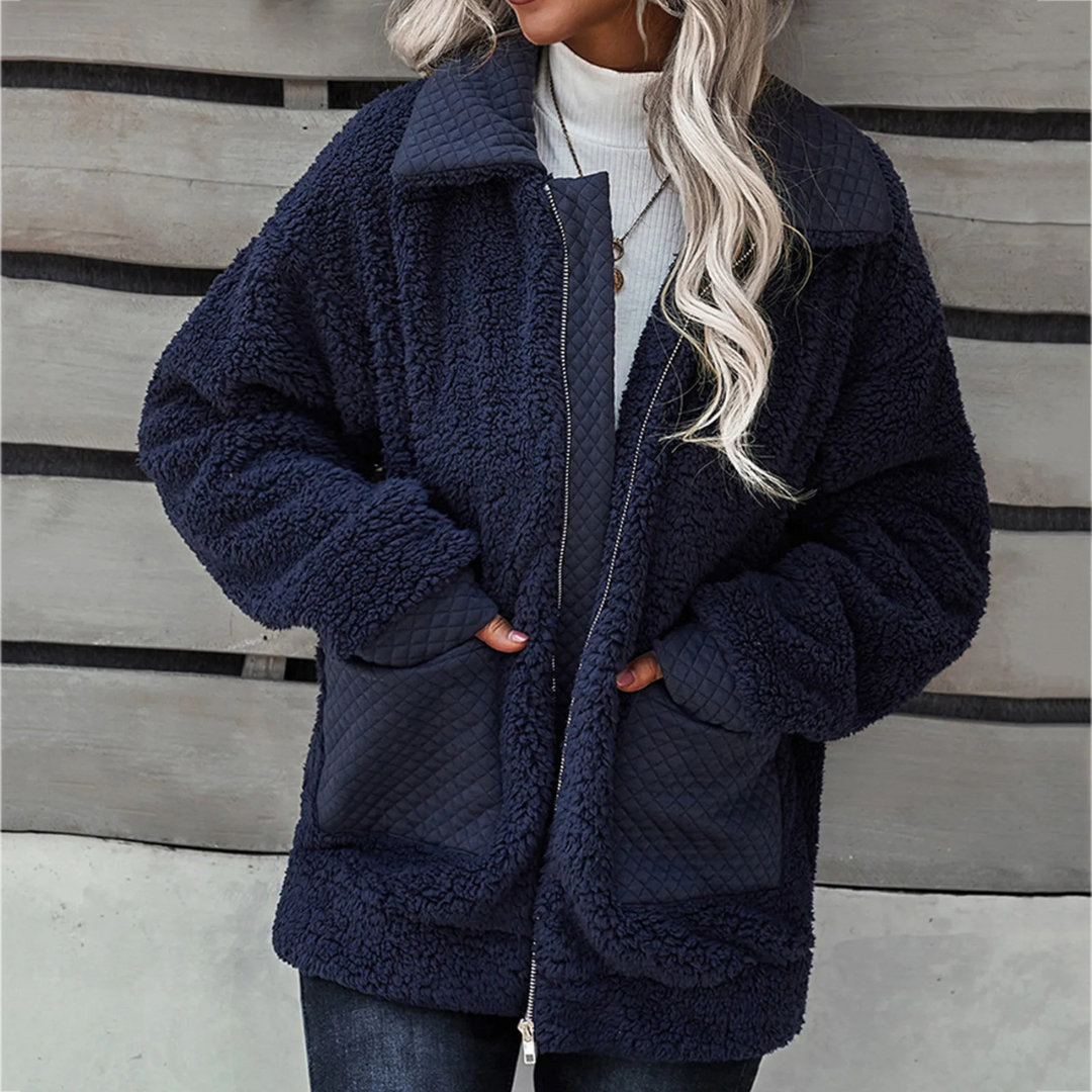 Eydis | Teddyjacka Dam Oversized Quiltade Detaljer Full-Zip
