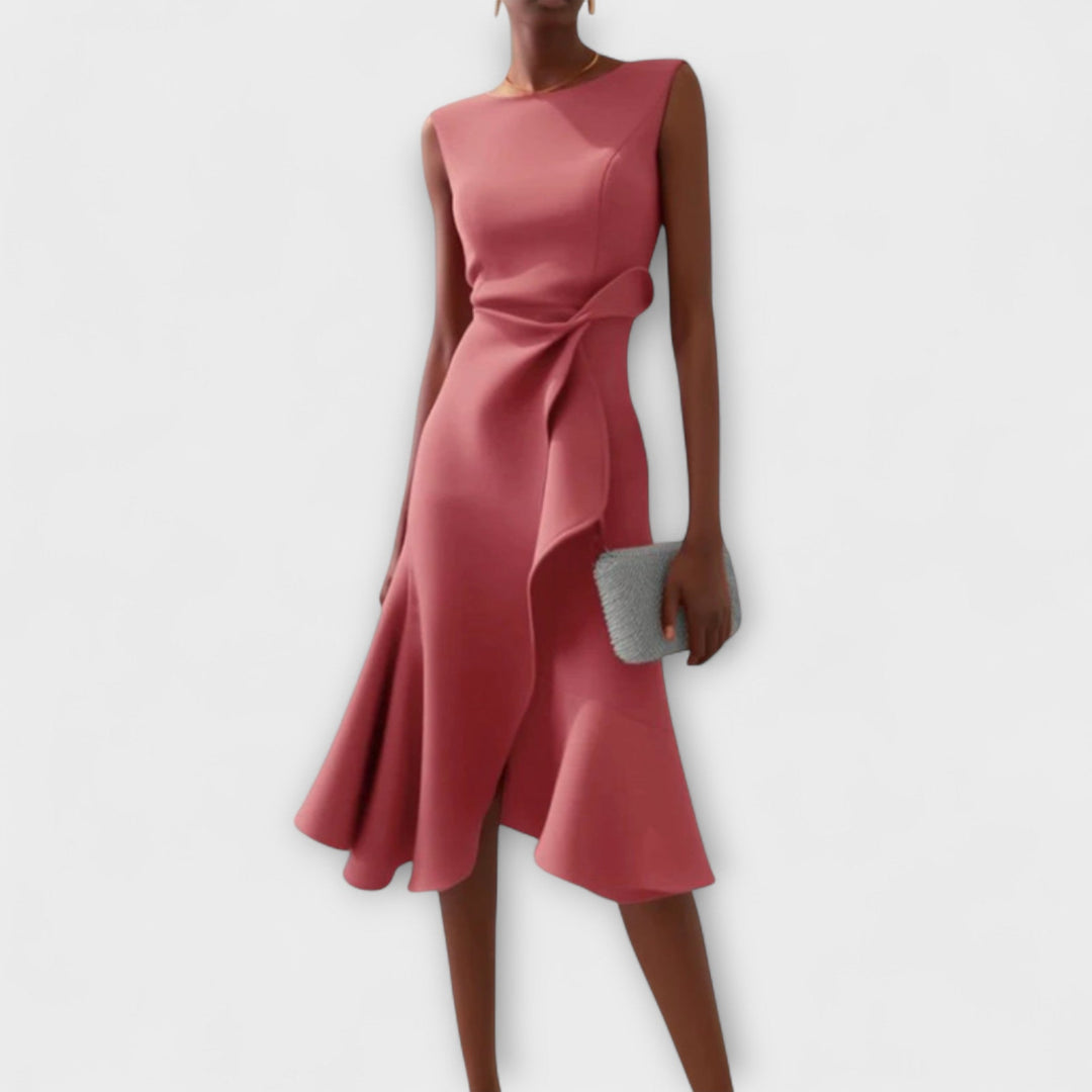 Sheila | Midiklänning Dam Asymmetrisk Draperad