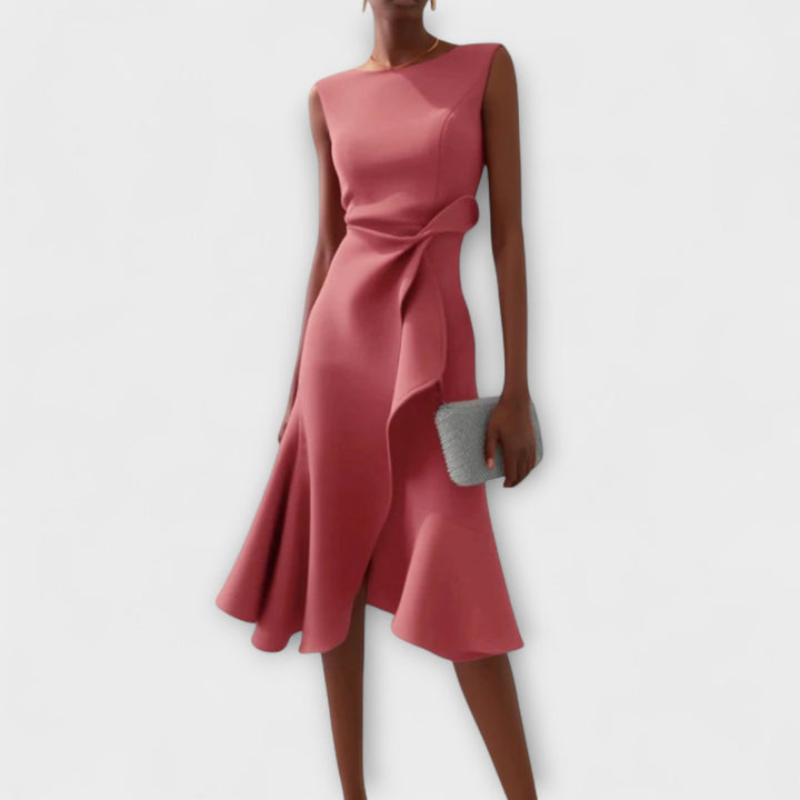 Sheila | Midiklänning Dam Asymmetrisk Draperad
