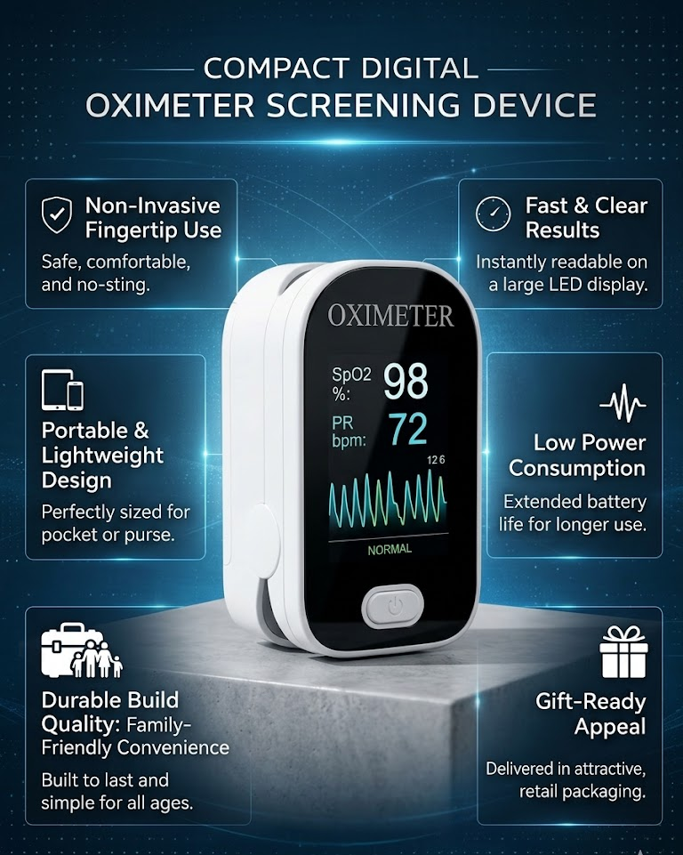 Digital Pulsoximeter Med OLED-Skärm För Mätning Av Syremättnad Och Puls