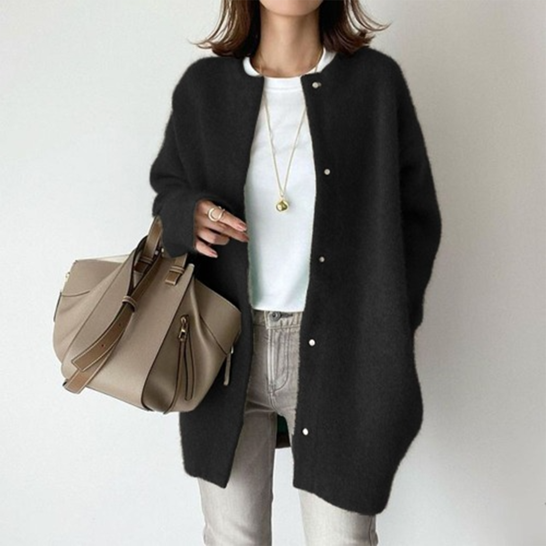 Sissela | Stickad Kofta Dam Ull Lätt Relaxed Fit