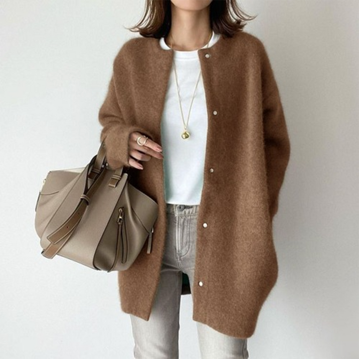 Sissela | Stickad Kofta Dam Ull Lätt Relaxed Fit