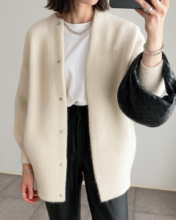 Nikanor | Kofta Dam Knäppning Ribbstickad Relaxed Fit