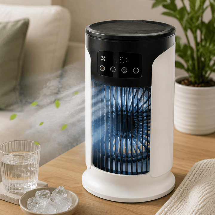 Kompakt 3-i-1 Luftkylare Med 6 Hastigheter Och LED-Nattljus