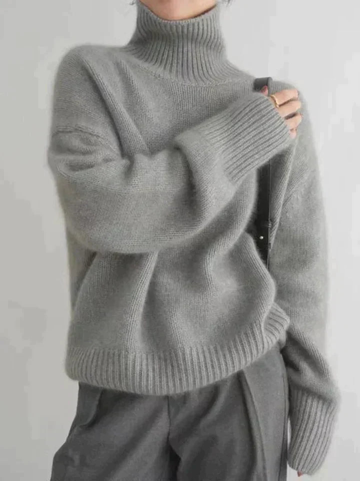 Ingvild | Tröjklänning Dam Ribbstickad Polokrage Oversized