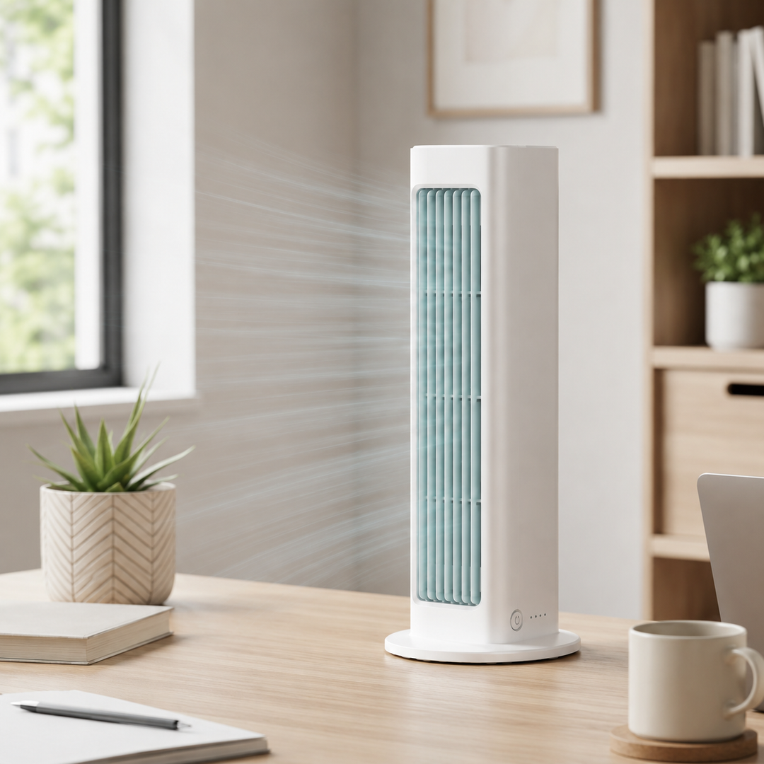 Kompakt Tornfläkt Med Oscillation Tyst Drift Och Platsbesparande Design