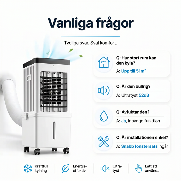 Bärbar Luftkonditionering 12 000 BTU – 3-i-1 Med Kyla, Fläkt Och Avfuktning