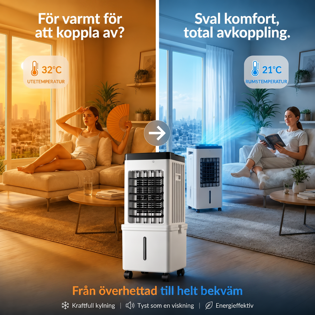 Bärbar Luftkonditionering 12 000 BTU – 3-i-1 Med Kyla, Fläkt Och Avfuktning