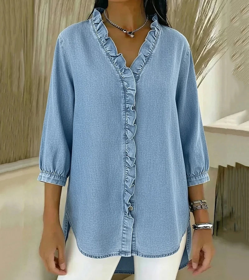 Sylvia | Blus Volang V-Ringad