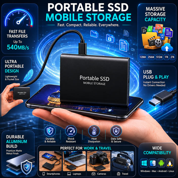 Portabel Extern SSD Med USB Och Överföringshastighet Upp Till 540 MB/s