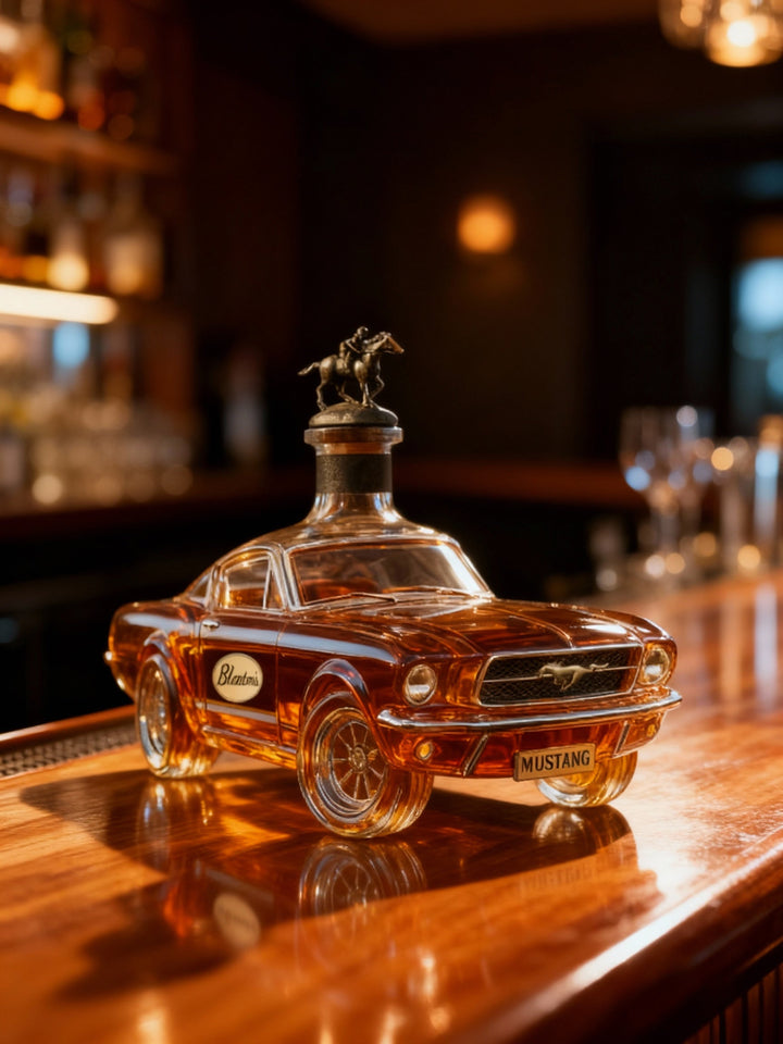 Bilformad Whisky Karaff I Glas Med Detaljerad Fordonsdesign