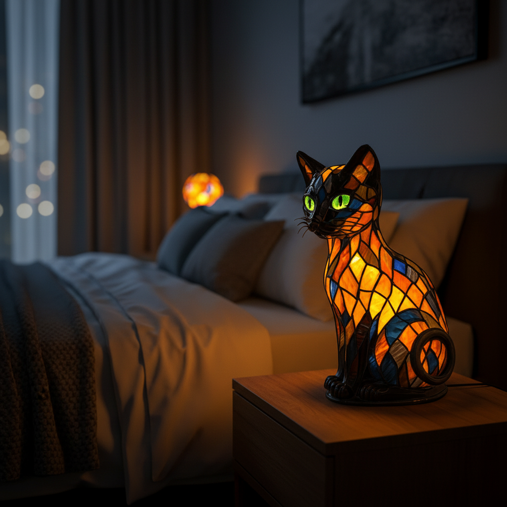 LED-Nattlampa Med Kattdesign Touchstyrning Och Mjukt Stämningsljus