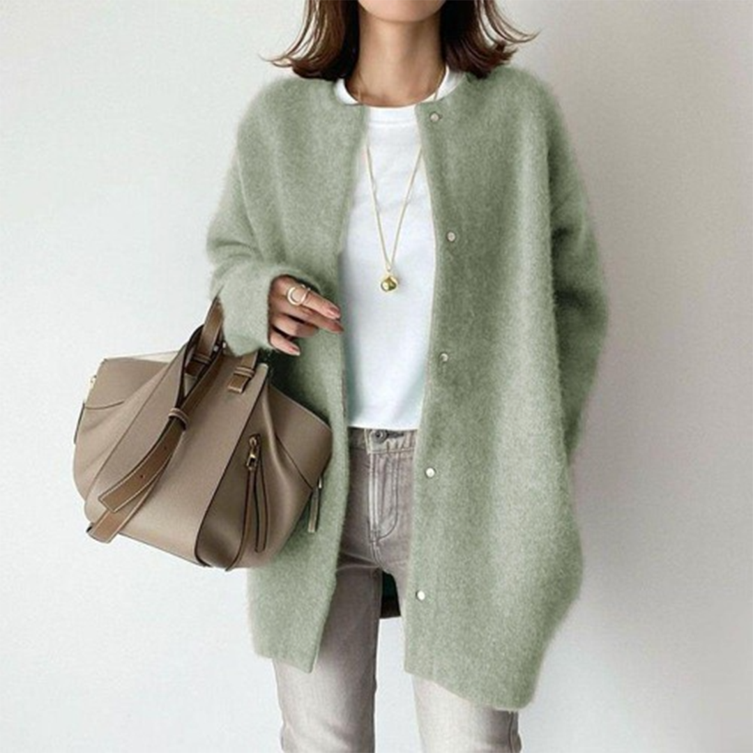 Sissela | Stickad Kofta Dam Ull Lätt Relaxed Fit