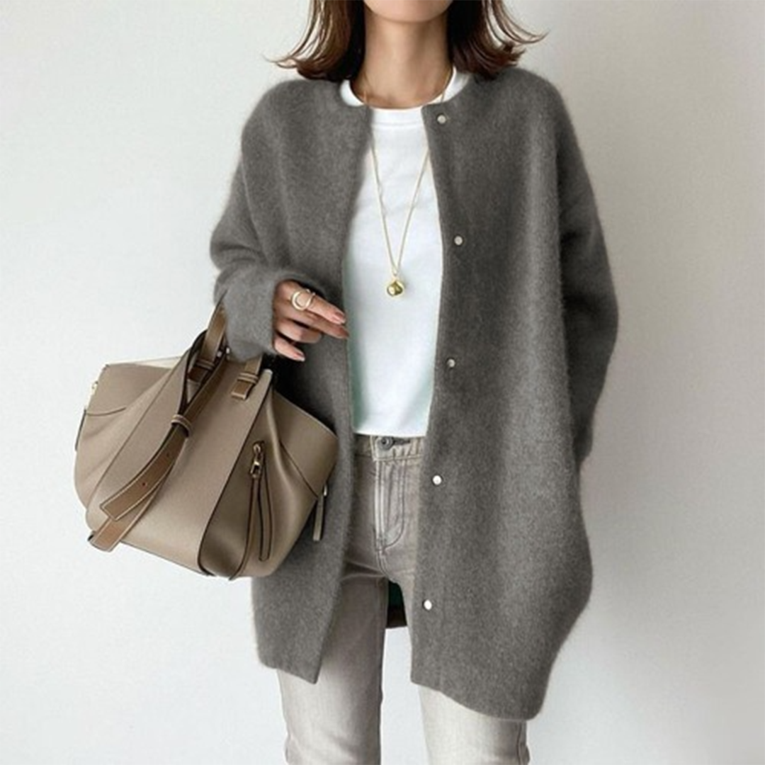 Sissela | Stickad Kofta Dam Ull Lätt Relaxed Fit