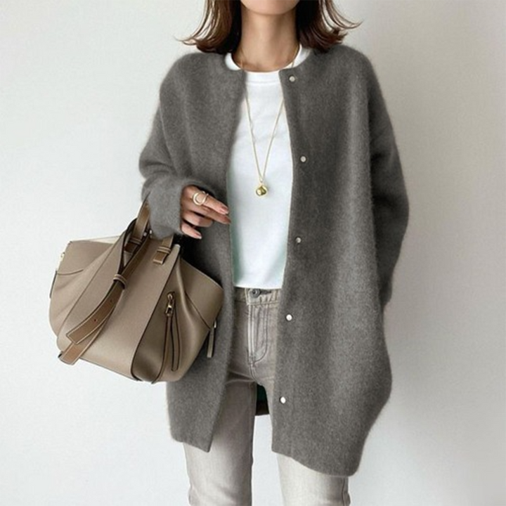 Sissela | Stickad Kofta Dam Ull Lätt Relaxed Fit