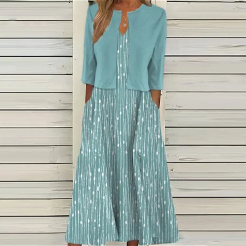 Gunilla | Tvådelat Set Blommigt Midi