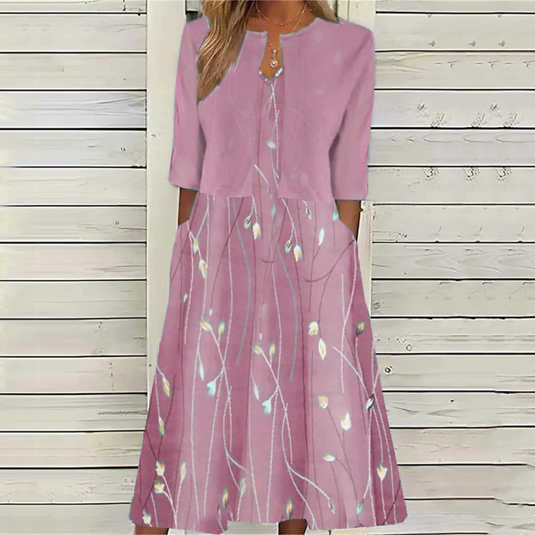 Gunilla | Tvådelat Set Blommigt Midi