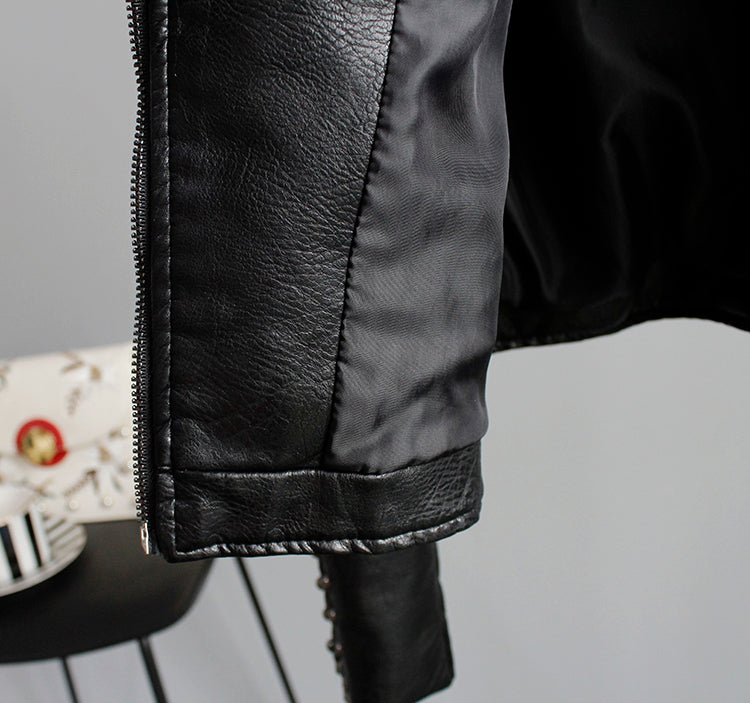 Audhild | Bikerjacka Dam Blombroderad Nitar Asymmetrisk Zip