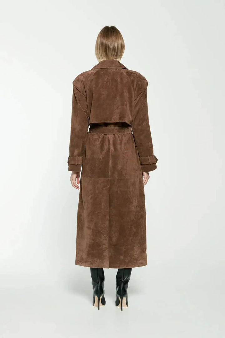 Ingvild | Trenchcoat Dam Lång Knytbälte Slagkrage Epåletter
