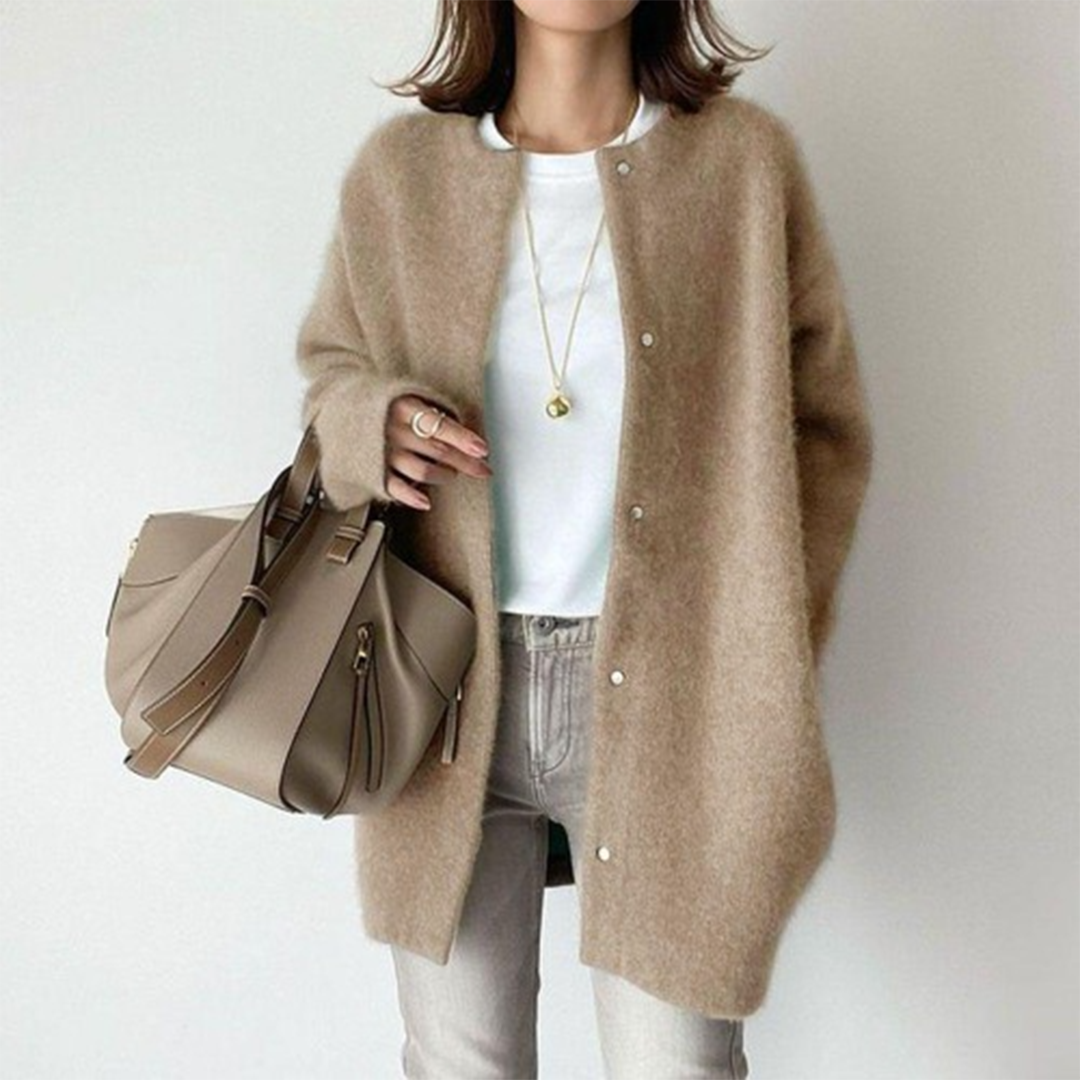 Sissela | Stickad Kofta Dam Ull Lätt Relaxed Fit