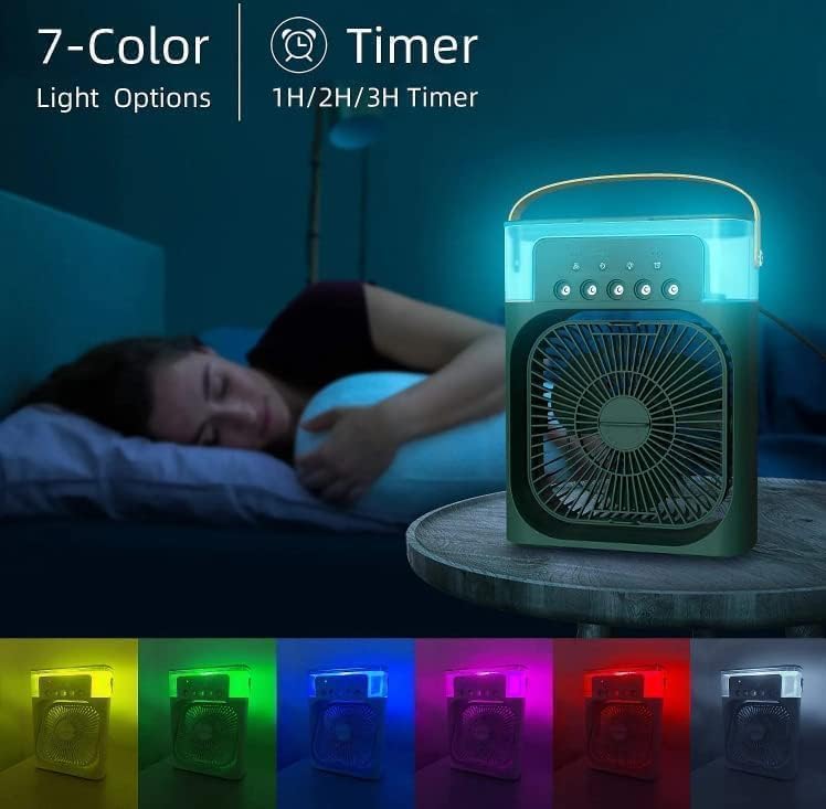 Portabel Mini Luftkylare Med 3 Hastigheter 3 Spraylägen Och LED-Stämningsljus