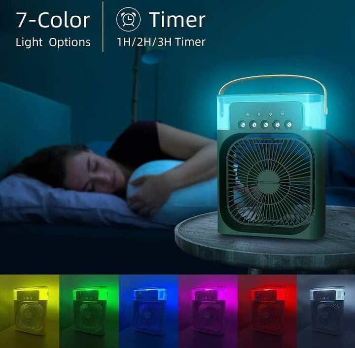 Portabel Mini Luftkylare Med 3 Hastigheter 3 Spraylägen Och LED-Stämningsljus